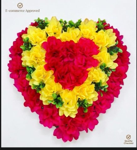 Heart Shape Flower Patch (Red Yellow Pink)