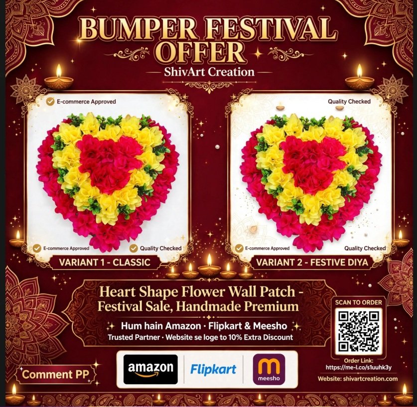 Heart Shape Flower Patch (Red Yellow Pink)