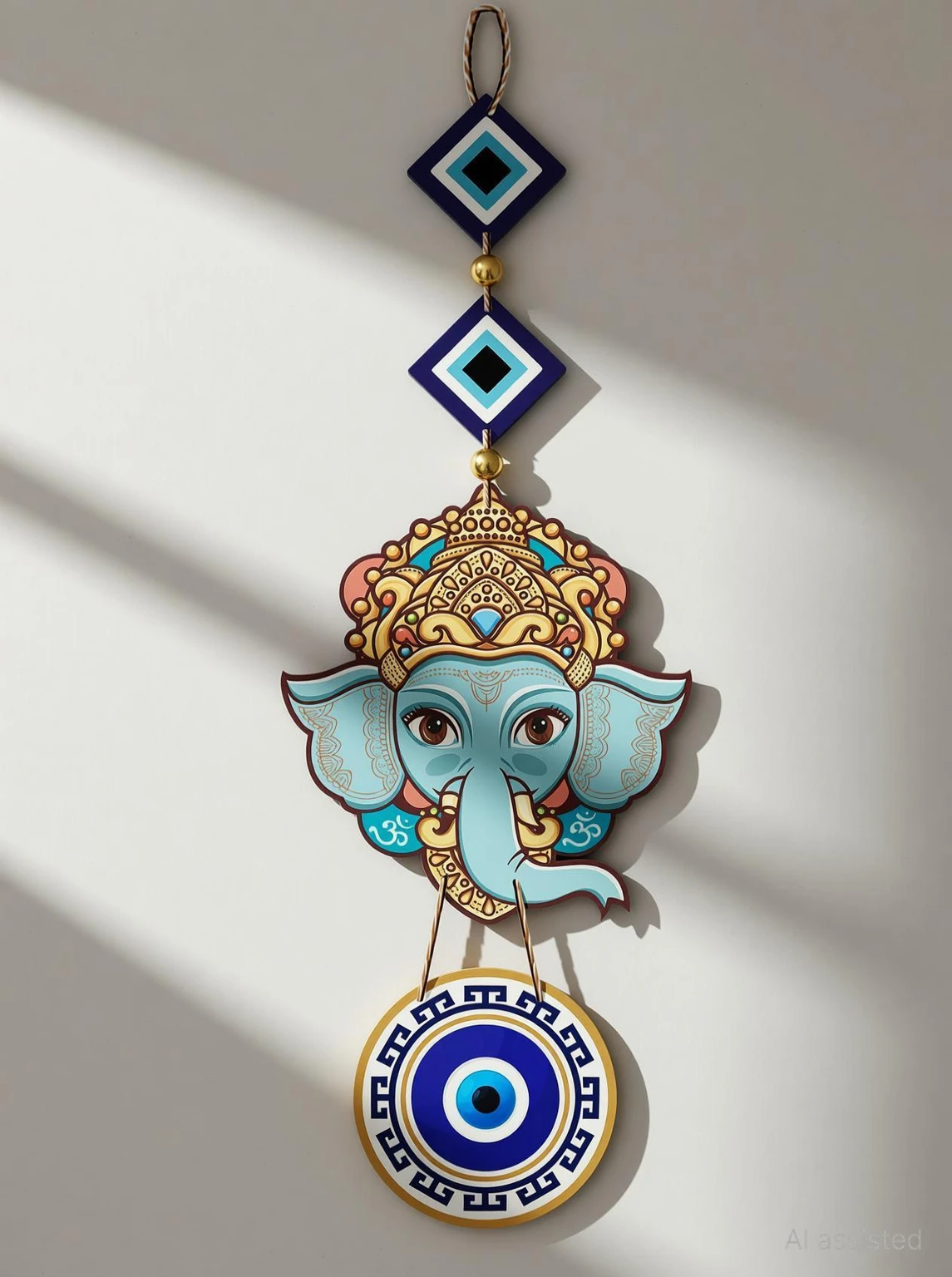 Decor Smart Ganesha Evil Eye Wooden Wall Hanging